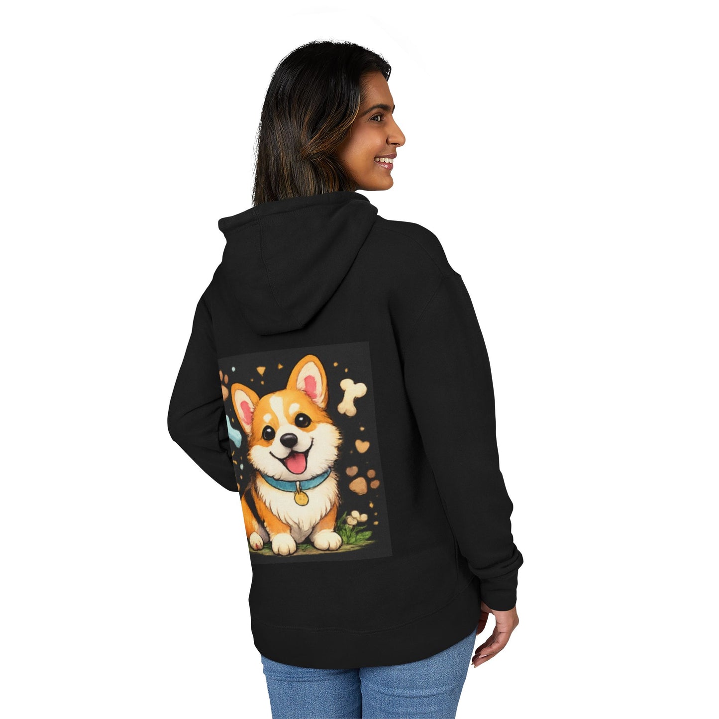 Corgi Pawprint Hoodie — Cute Cartoon Dog Sweatshirt