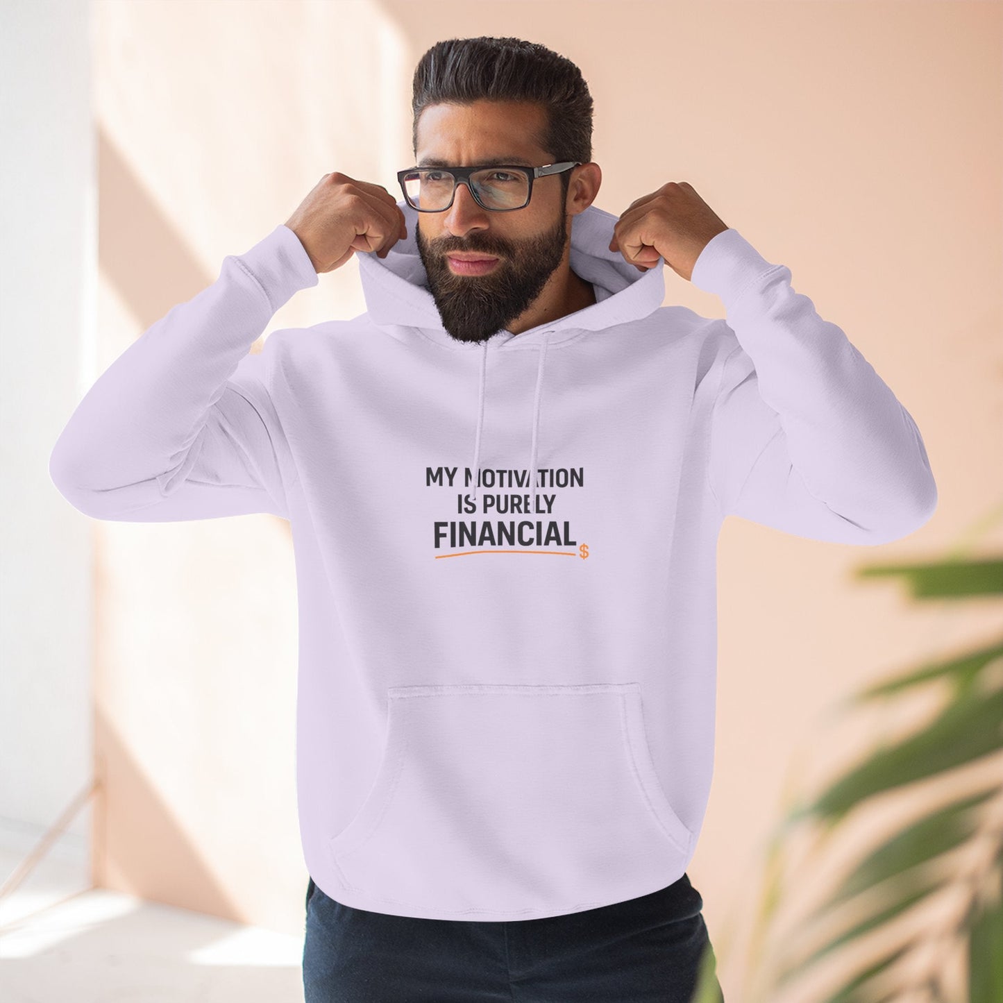 Buy Printed Hoodies For Men | White Hoodies For Men & Women With Best Quote- "My Motivation is Purely Financial" Printify