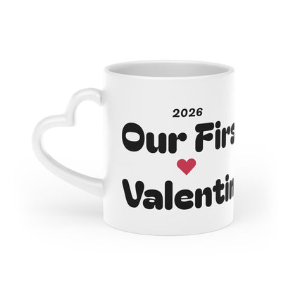 Buy Printed White Coffee Mugs | Valentine's Coffee Mugs Online For Couples - "Our First Valentine" Printify