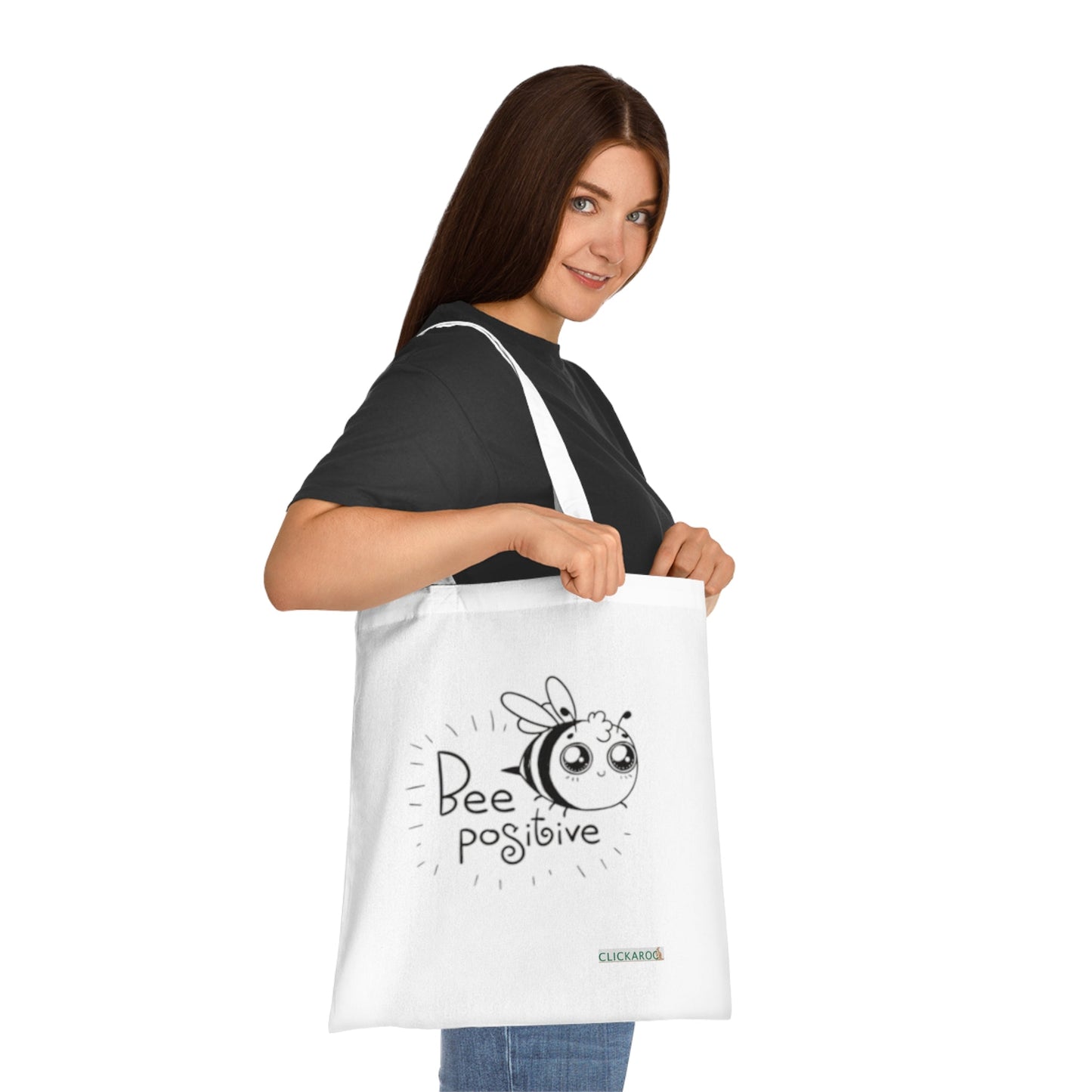 Bee Positive Cotton Tote Bag Cute Motivational Eco-Friendly Shopper Printify