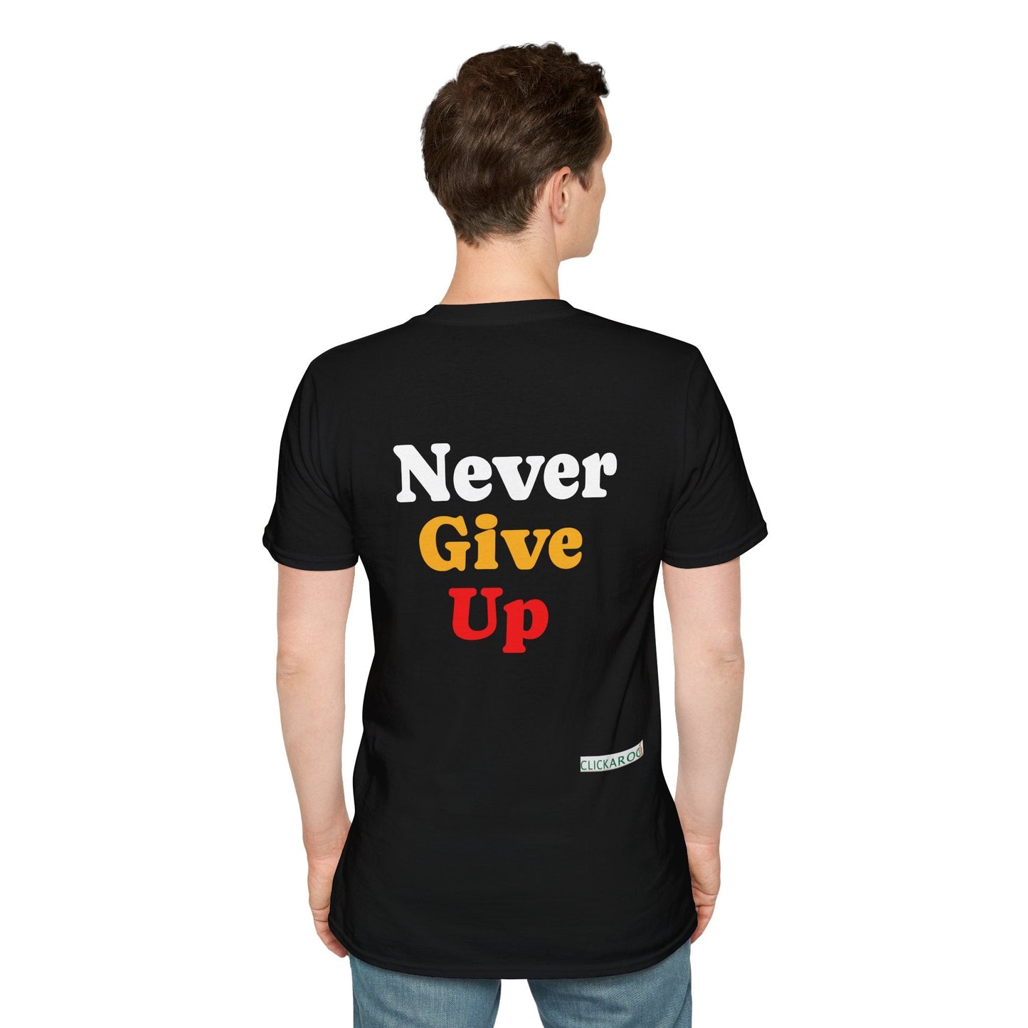 Never Give Up T-Shirt – Motivational Retro Text Graphic Tee Printify