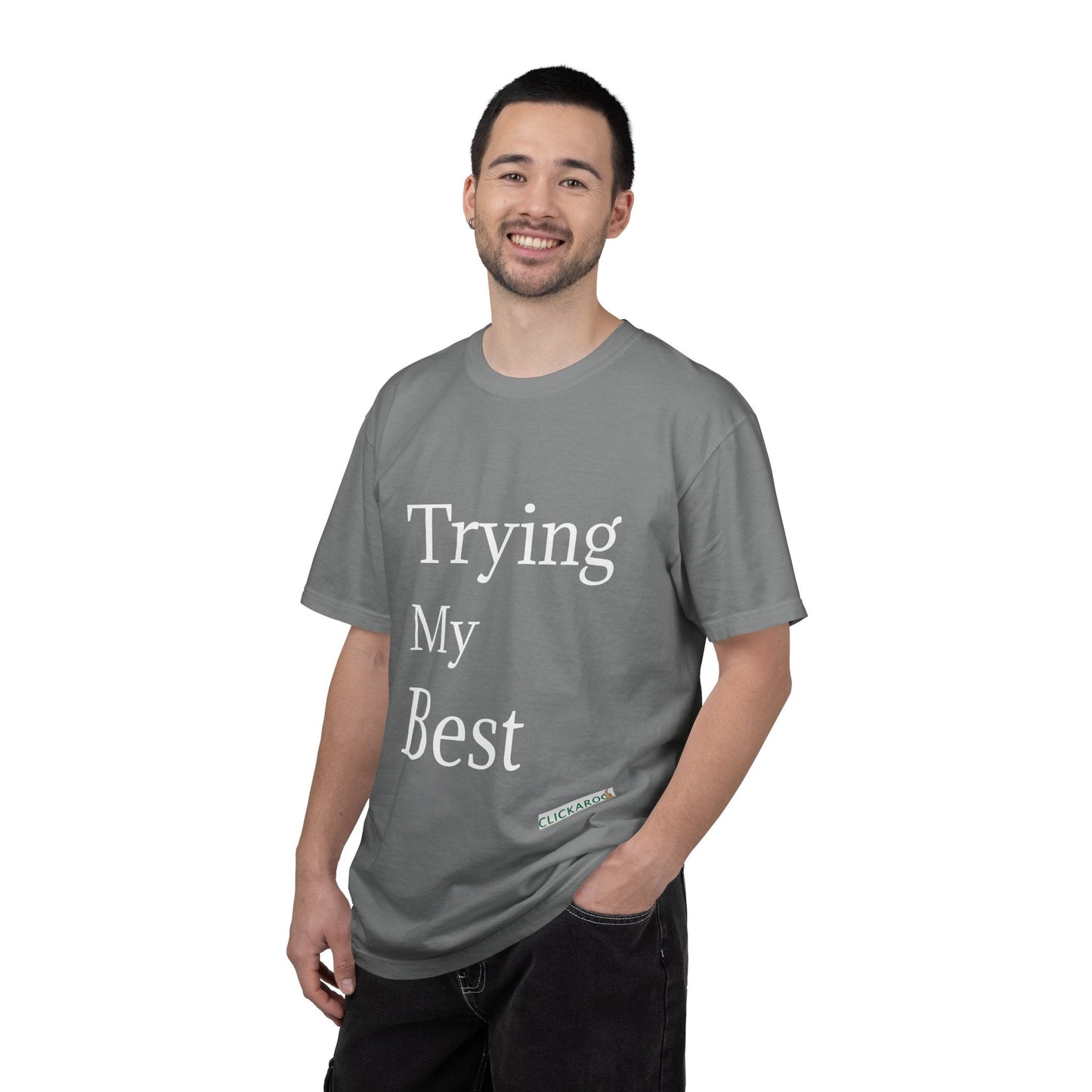 Buy Trying My Best Minimal Black T-Shirt Funny Unisex Printed T-Shirt Printify