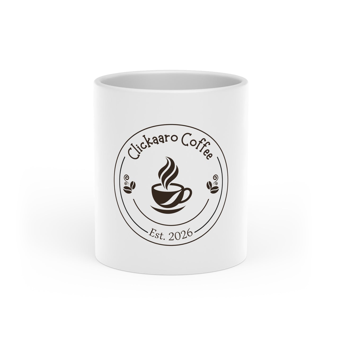 Clickaaro Coffee Logo Mug — Est. 2026 Ceramic Coffee Cup