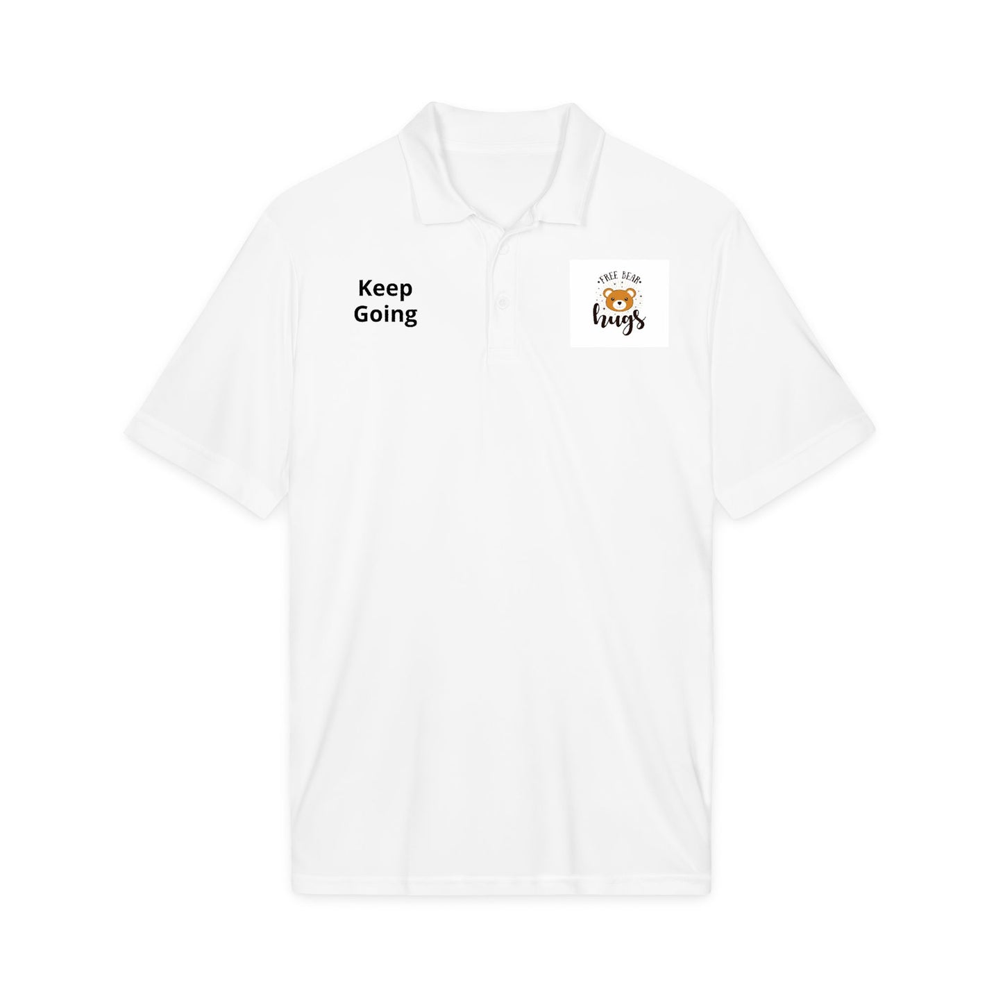 Inspirational 'Keep Going' Polo Shirt — 'Free Hugs' Dog Pocket Logo