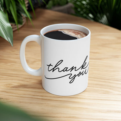 Thank You Ceramic Mug with Heart Appreciation Coffee Cup Gift Printify