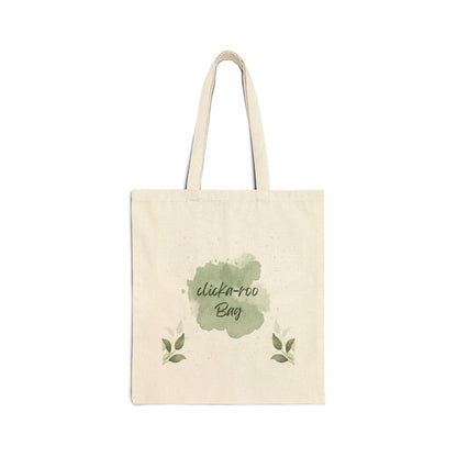Canvas Tote Bag — 'click-a-roo Bag' Green Watercolor Floral Market Tote