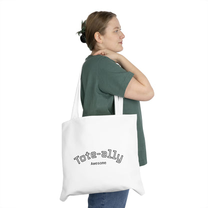 Tote Bag — 'Tote-ally Awesome' & Green Watercolor Floral Shoulder Tote