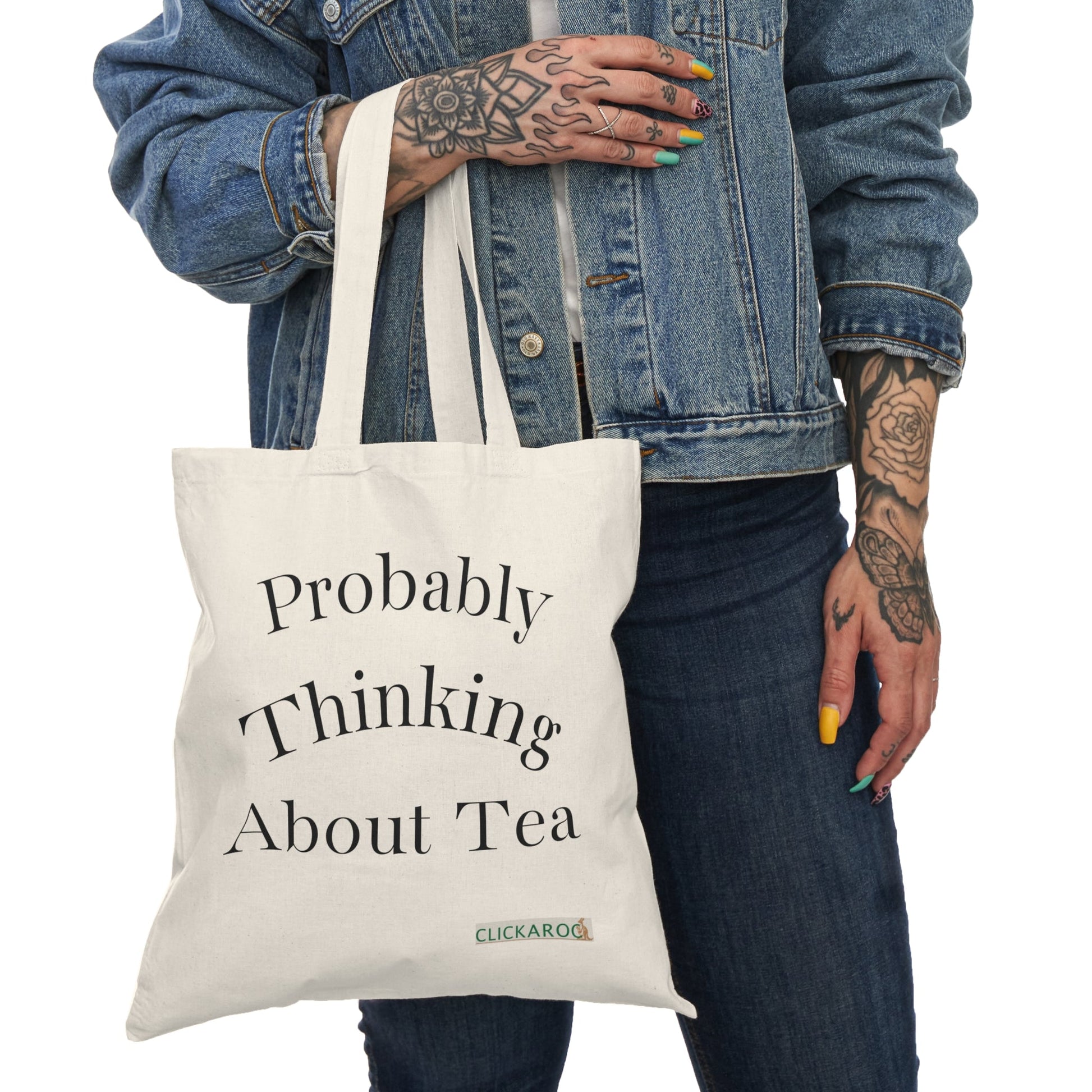 Probably Thinking About Tea Tote Bag - Funny Reusable Tote for Tea Lovers Printify