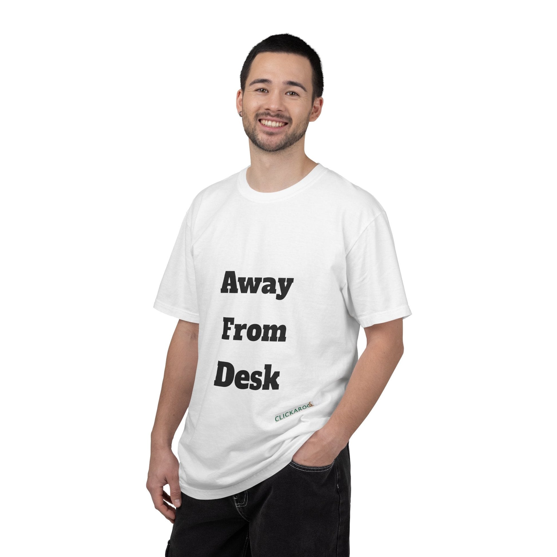 Buy Printed White T Shirts Online For Unisex | White T Shirts For Office Professionals With Quote -"Away From Desk" Printify