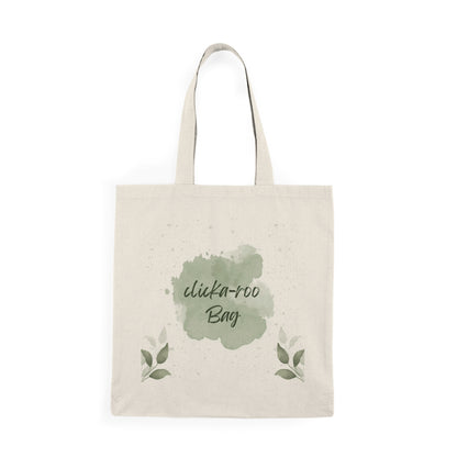 Natural Canvas Tote Bag - Green Watercolor "Clickaroo Bag" Eco Shopper