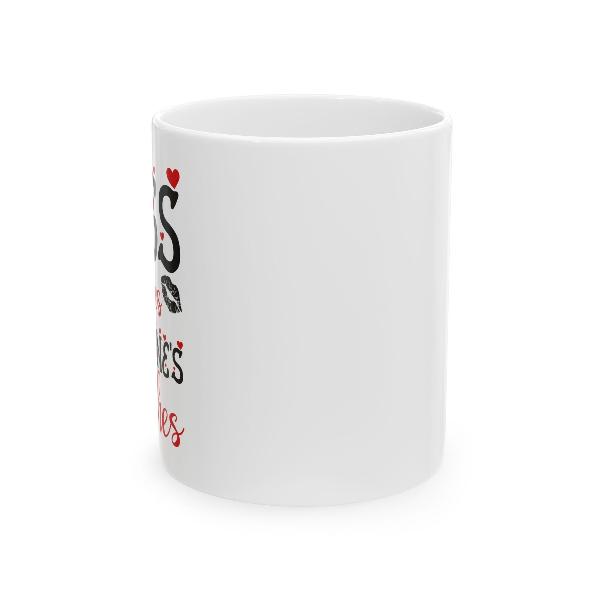 Printed White Ceramic  Mugs for Valentine Wishes | Valentine Coffee Mugs For Sale |  Love Quotes - "Hugs & Kisses" Printify
