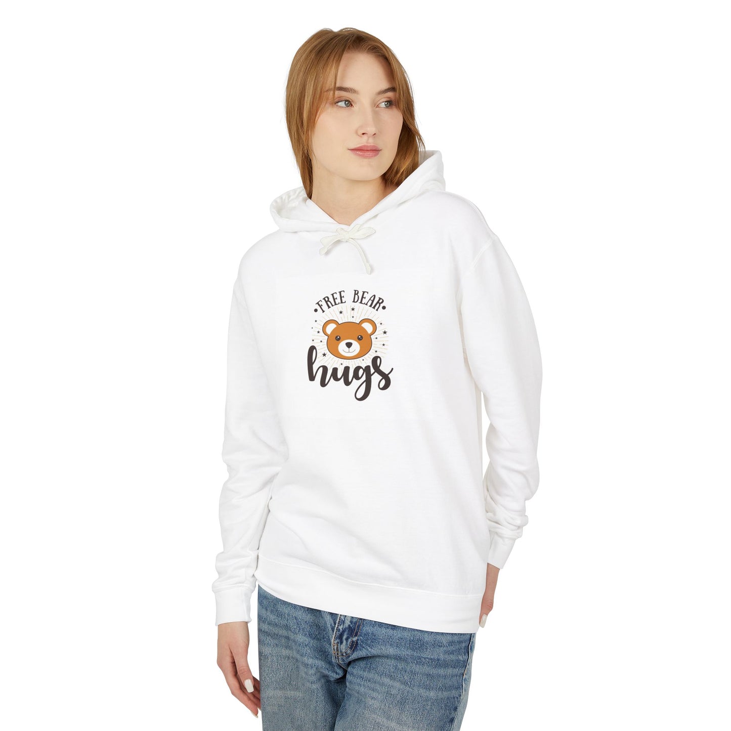 Free Bear Hugs Hoodie — Cute Teddy Graphic Lightweight Hooded Sweatshirt