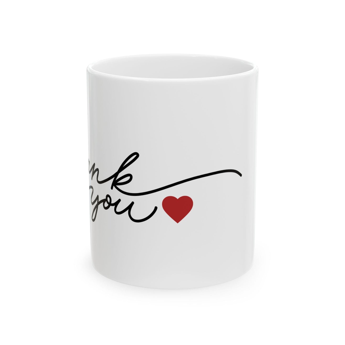 Thank You Ceramic Mug with Heart Appreciation Coffee Cup Gift Printify