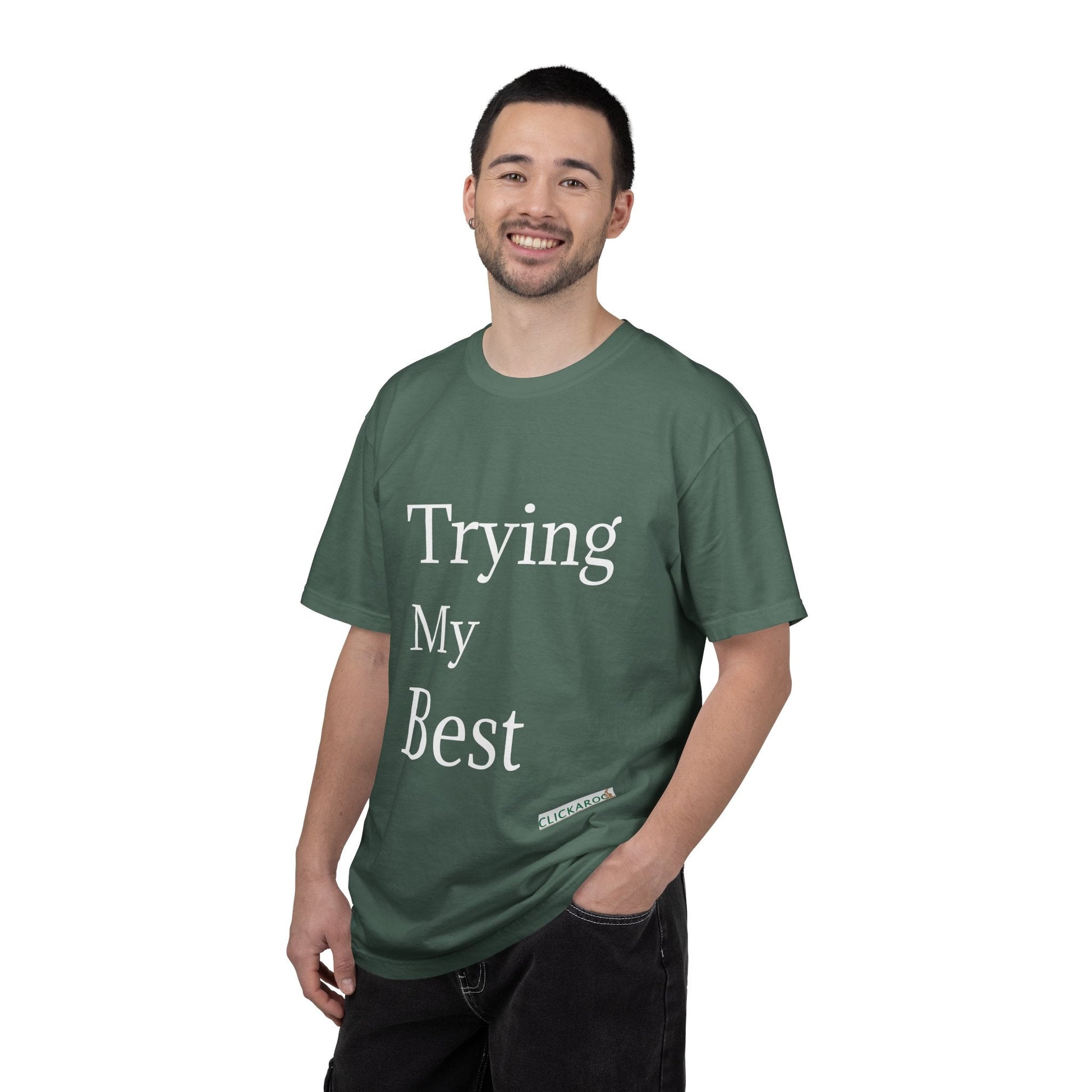 Buy Trying My Best Minimal Black T-Shirt Funny Unisex Printed T-Shirt Printify