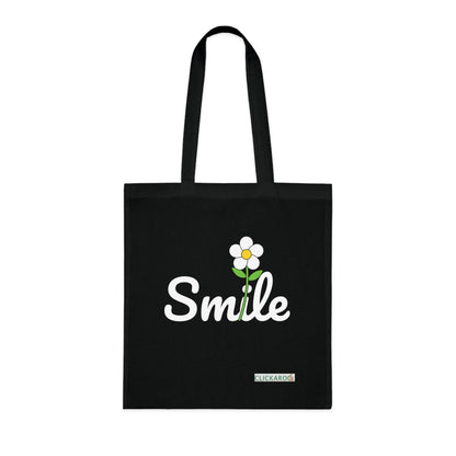 Smile Daisy Tote Bag – Cute Floral Cotton Market Tote Printify