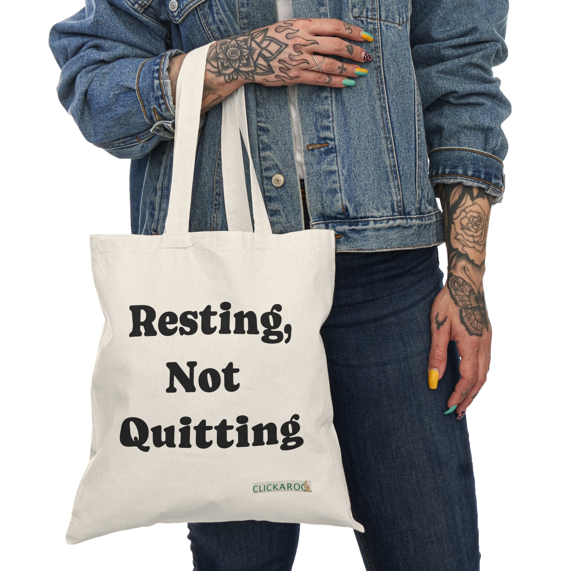 Resting, Not Quitting Tote Bag Motivational Canvas Grocery & Everyday Tote Printify