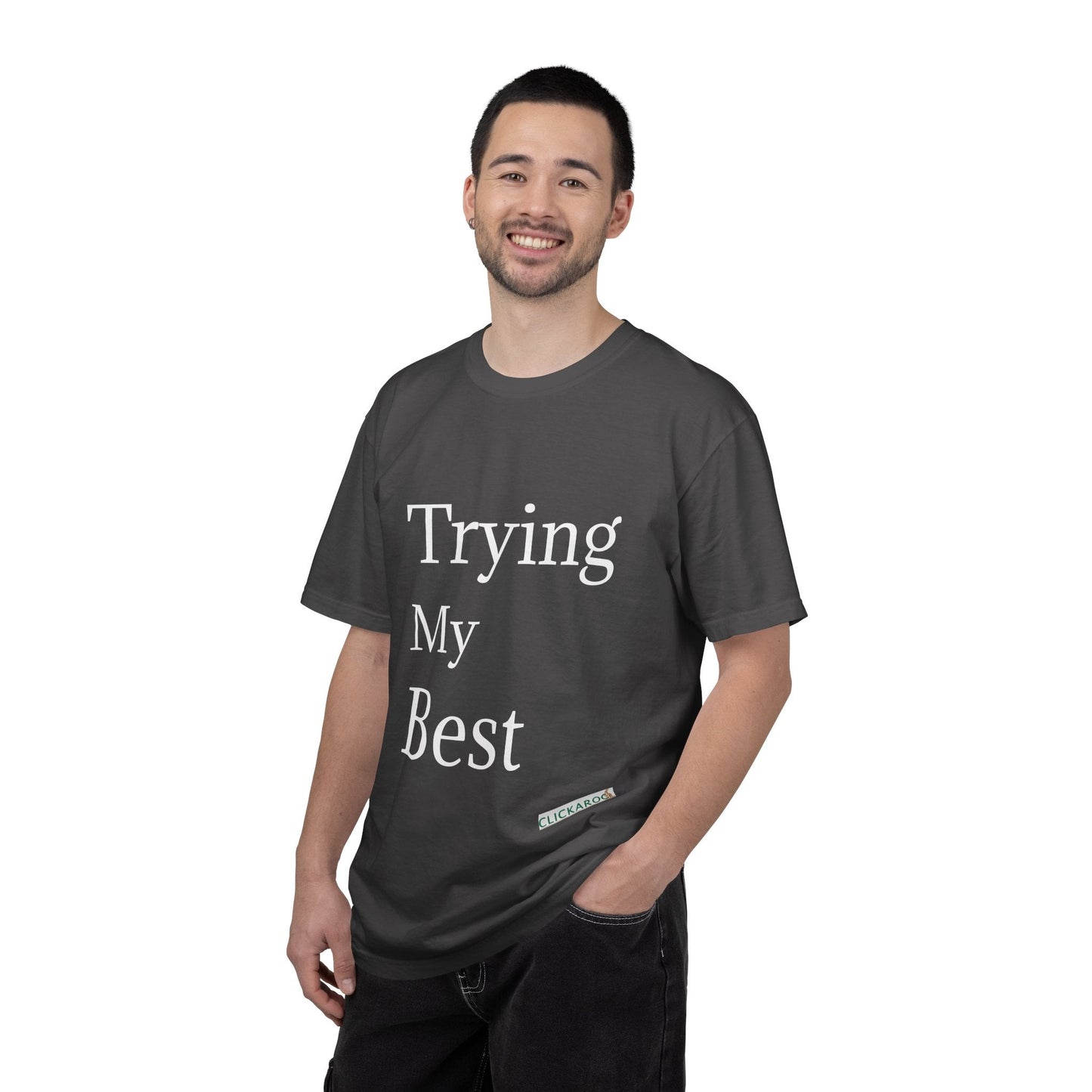 Buy Trying My Best Minimal Black T-Shirt Funny Unisex Printed T-Shirt Printify