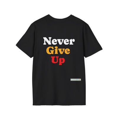 Never Give Up T-Shirt – Motivational Retro Text Graphic Tee