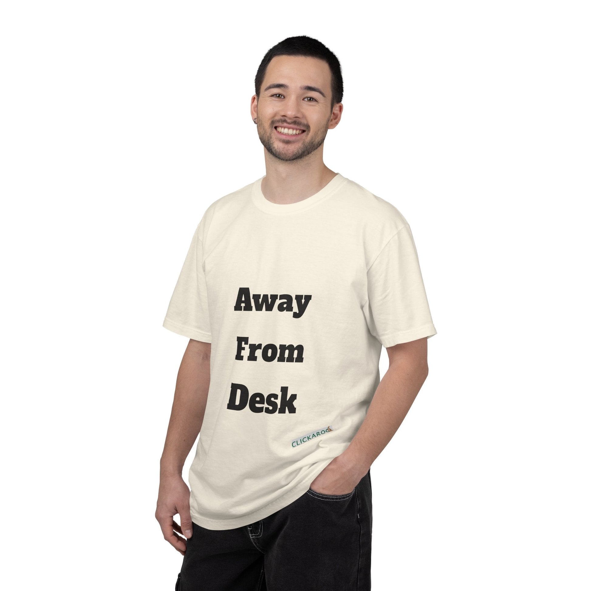 Buy Printed White T Shirts Online For Unisex | White T Shirts For Office Professionals With Quote -"Away From Desk" Printify