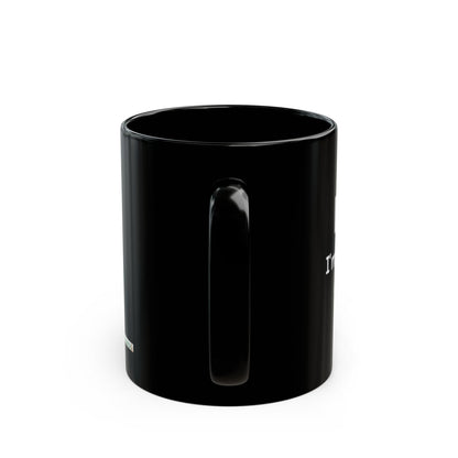 Buy Black Mug Minimalist Humor Coffee Cup with Printed White Text Printify