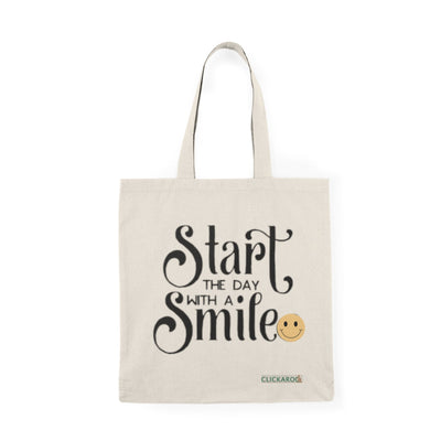 Buy Start the Day With a Smile Natural Tote Bag Grocery & Everyday Shopper