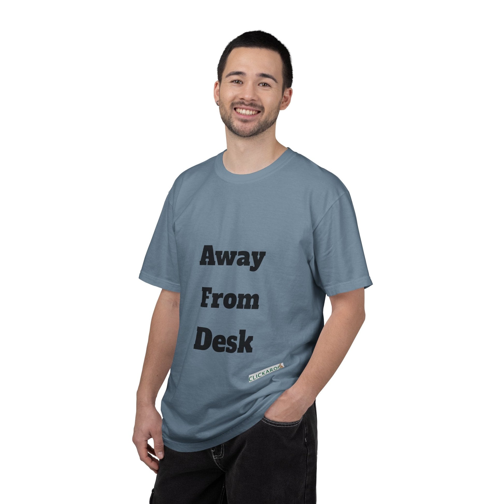 Buy Printed White T Shirts Online For Unisex | White T Shirts For Office Professionals With Quote -"Away From Desk" Printify