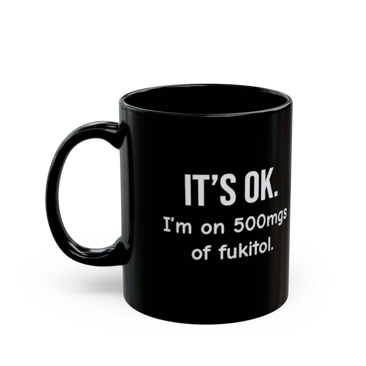 Buy Black Mug Minimalist Humor Coffee Cup with Printed White Text Printify