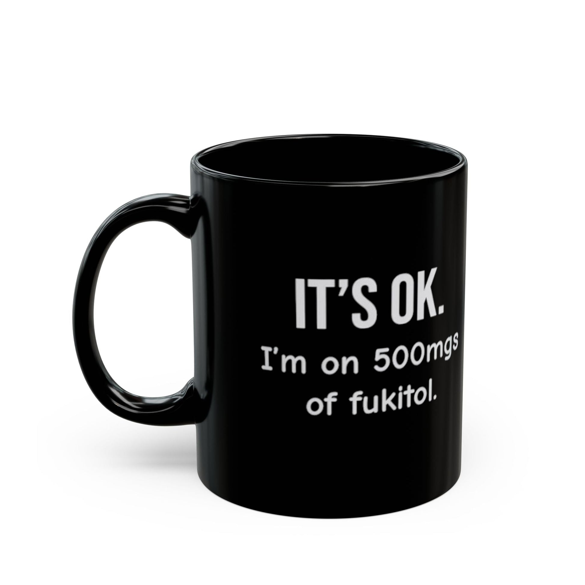 Buy Black Mug Minimalist Humor Coffee Cup with Printed White Text Printify