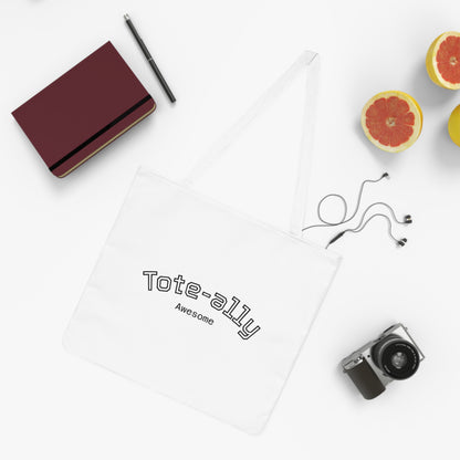 Tote Bag — 'Tote-ally Awesome' & Green Watercolor Floral Shoulder Tote
