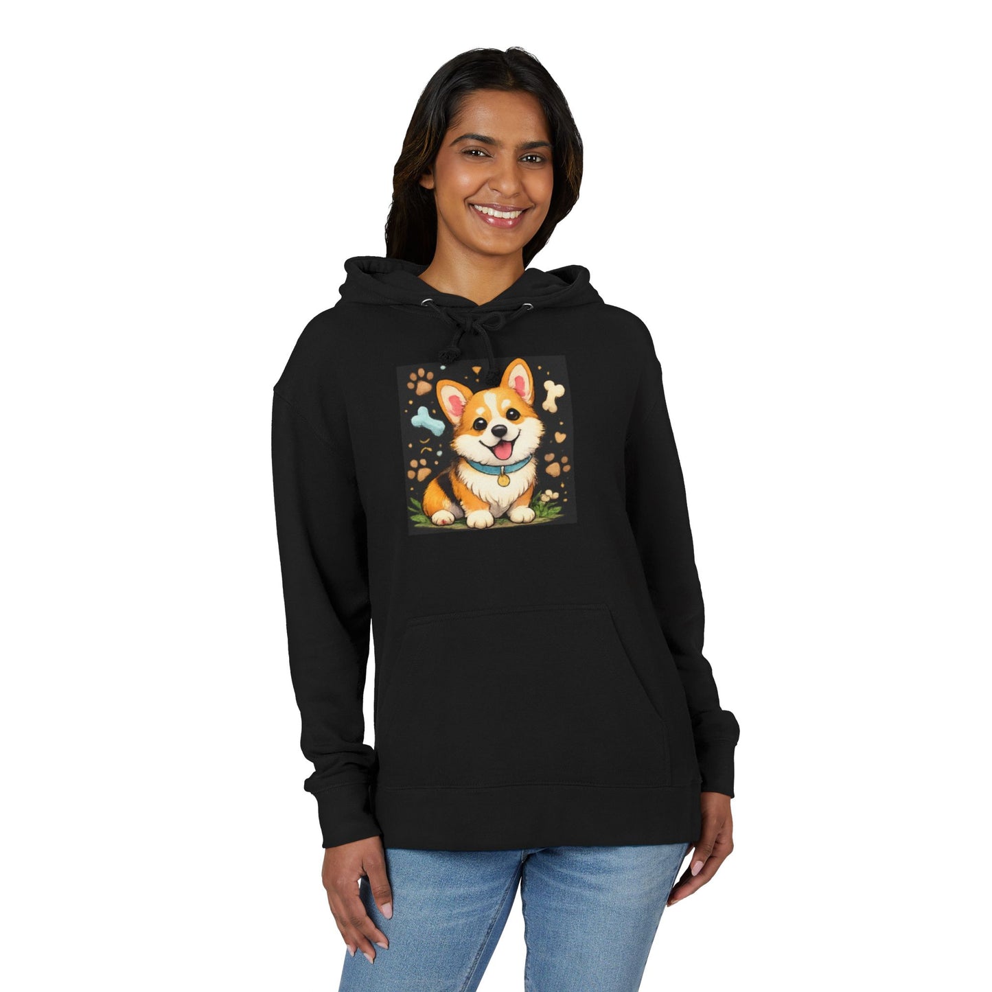 Corgi Pawprint Hoodie — Cute Cartoon Dog Sweatshirt