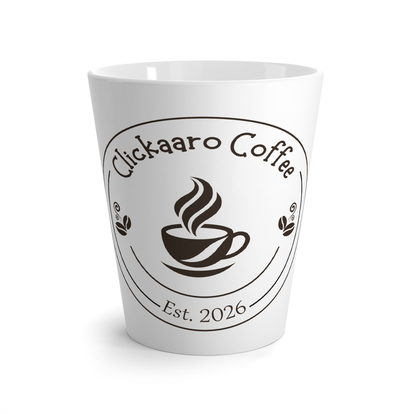 Latte Mug - Clickaaro Coffee Logo Ceramic Mug (Est. 2026)