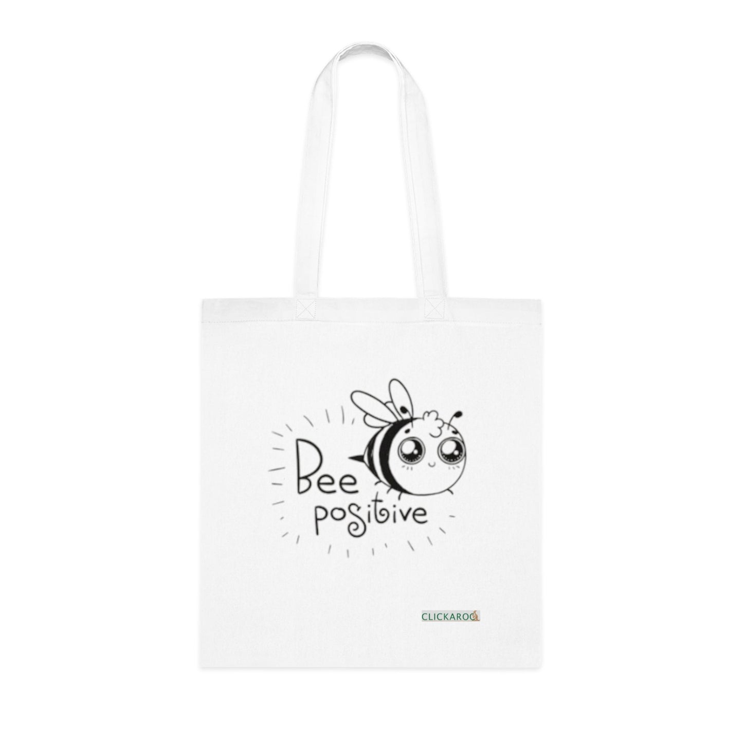 Bee Positive Cotton Tote Bag Cute Motivational Eco-Friendly Shopper Printify