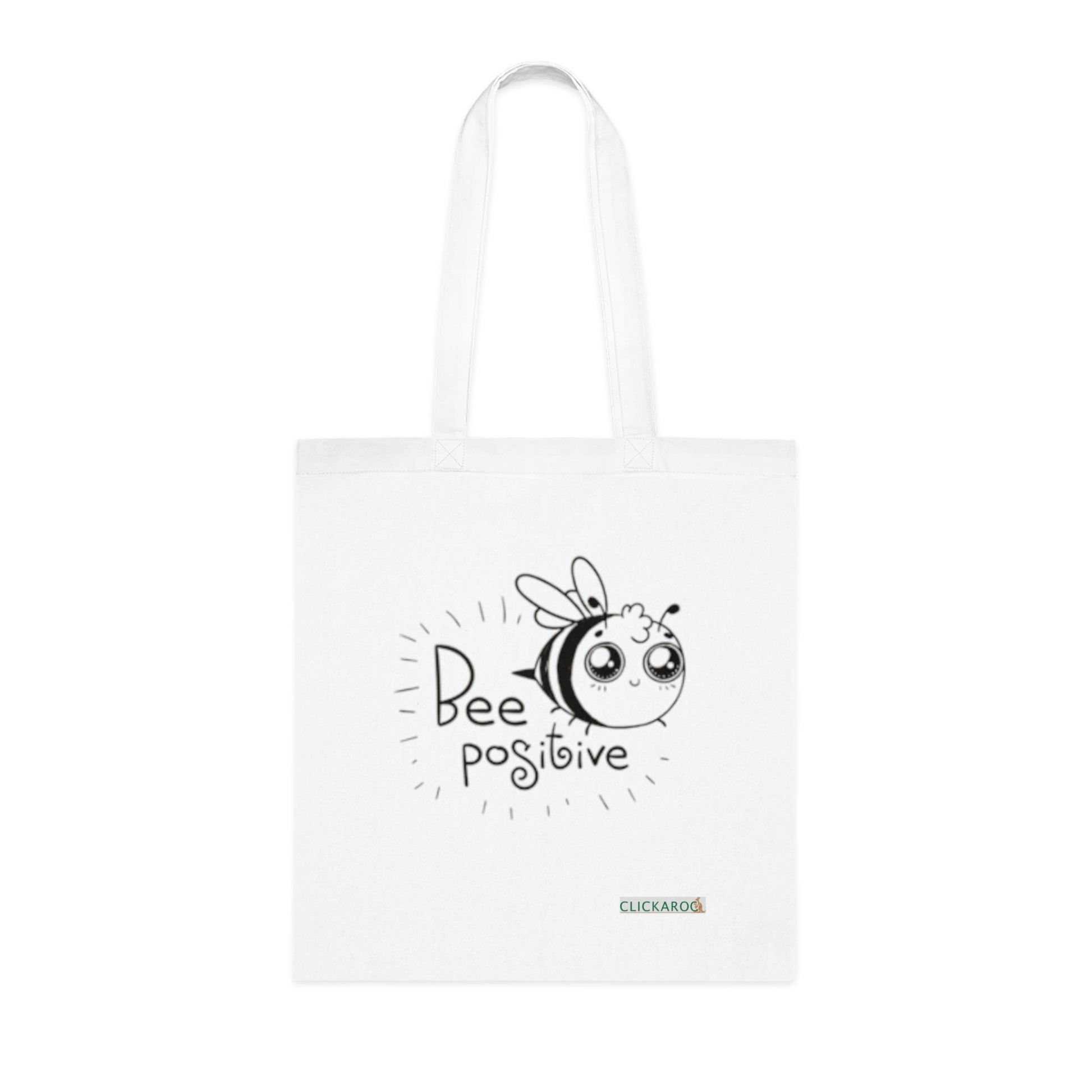 Bee Positive Cotton Tote Bag Cute Motivational Eco-Friendly Shopper Printify
