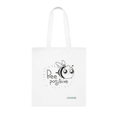 Bee Positive Cotton Tote Bag Cute Motivational Eco-Friendly Shopper Printify