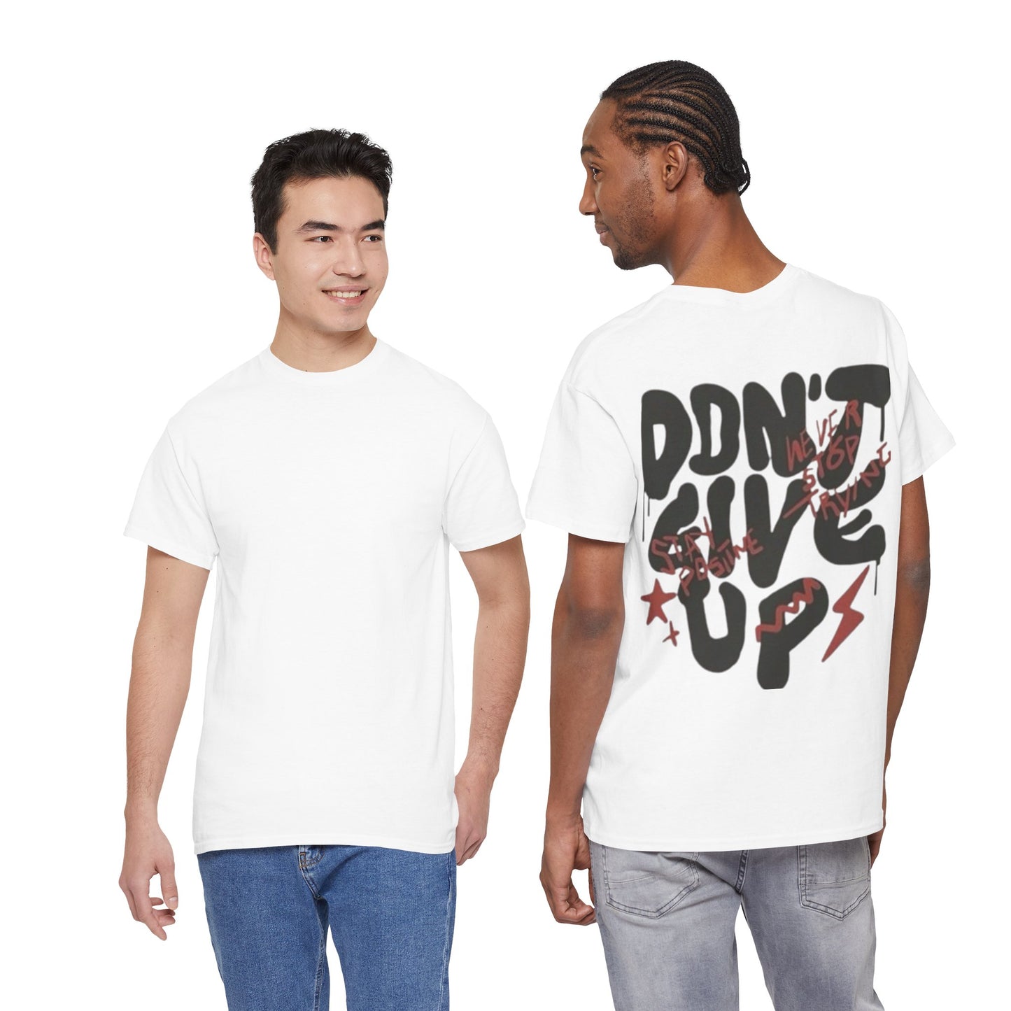 White Printed T Shirt for Mens – Don’t Give Up Graphic Tee