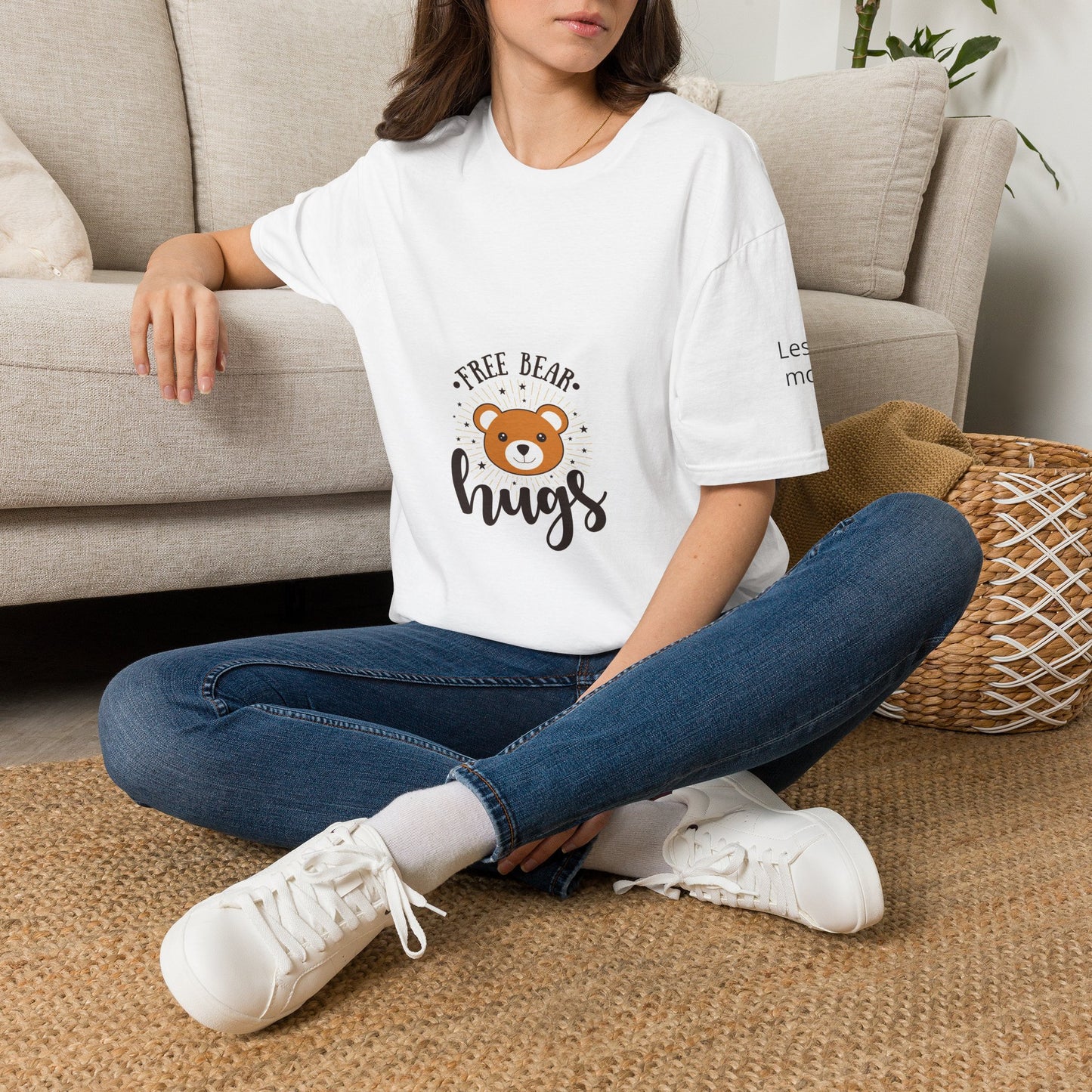 T-Shirt — “Free Bear Hugs” Cute Bear Graphic Tee, Cozy Casual Gift for Kids & Animal Lovers